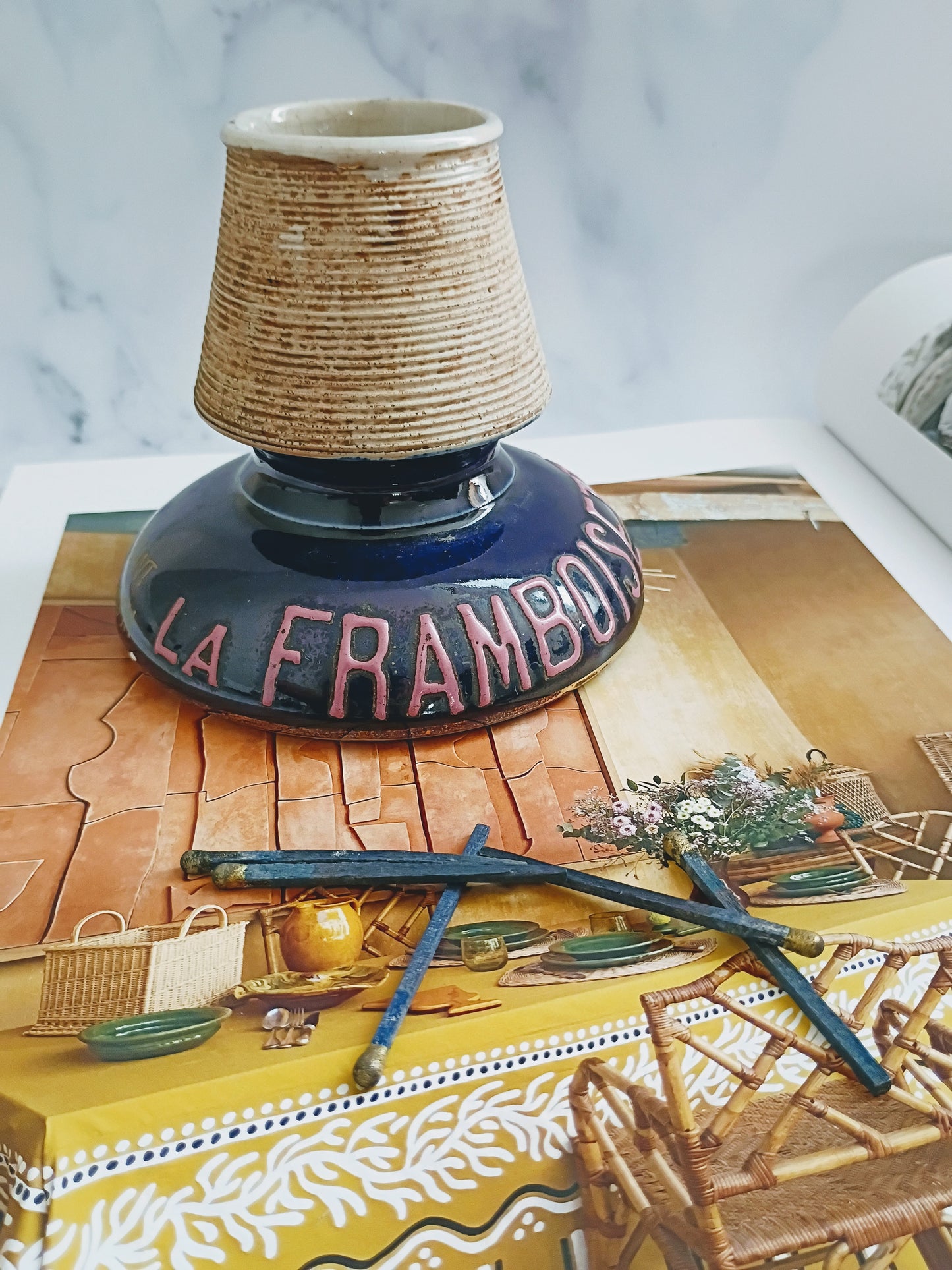French Vintage Cobalt Blue La Framboisette Match Striker