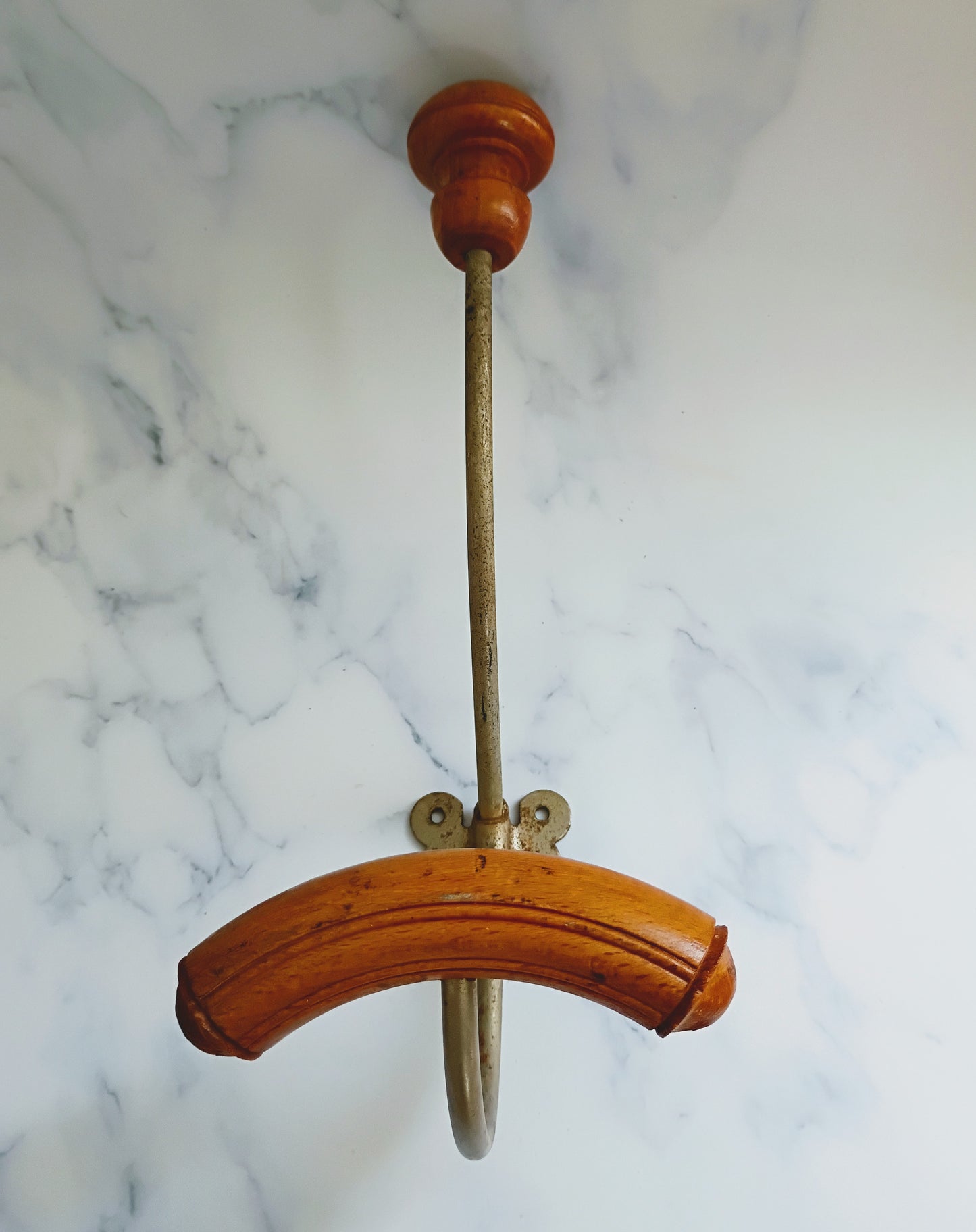 Vintage French Wood & Metal Coat Hook N°5