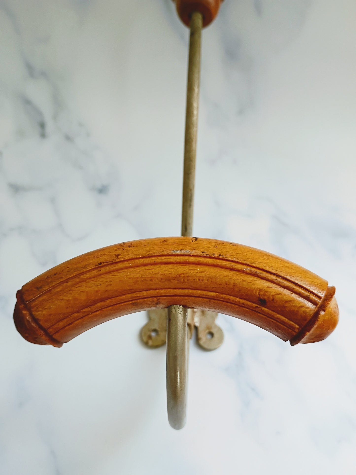 Vintage French Wood & Metal Coat Hook N°5