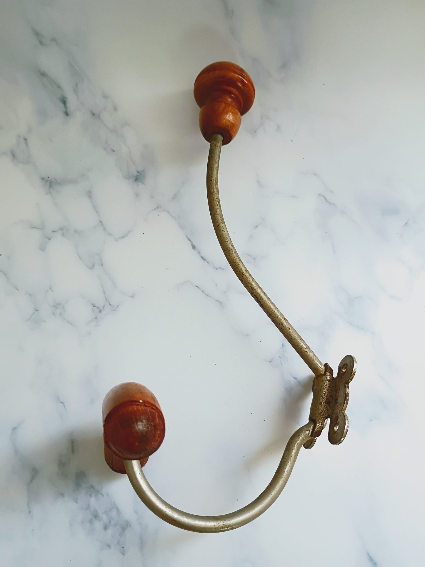 Vintage French Wood & Metal Coat Hook N°5