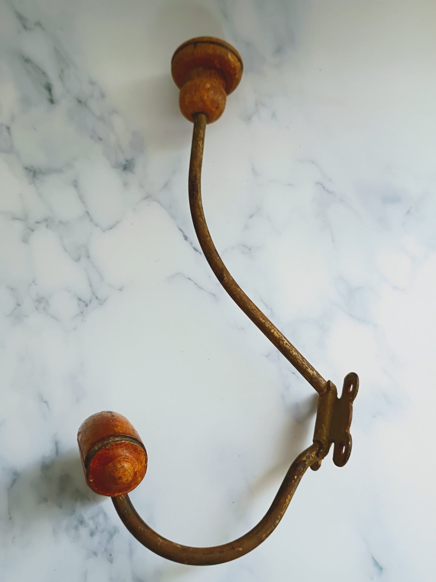 Vintage French Wood & Metal Coat Hook N°4