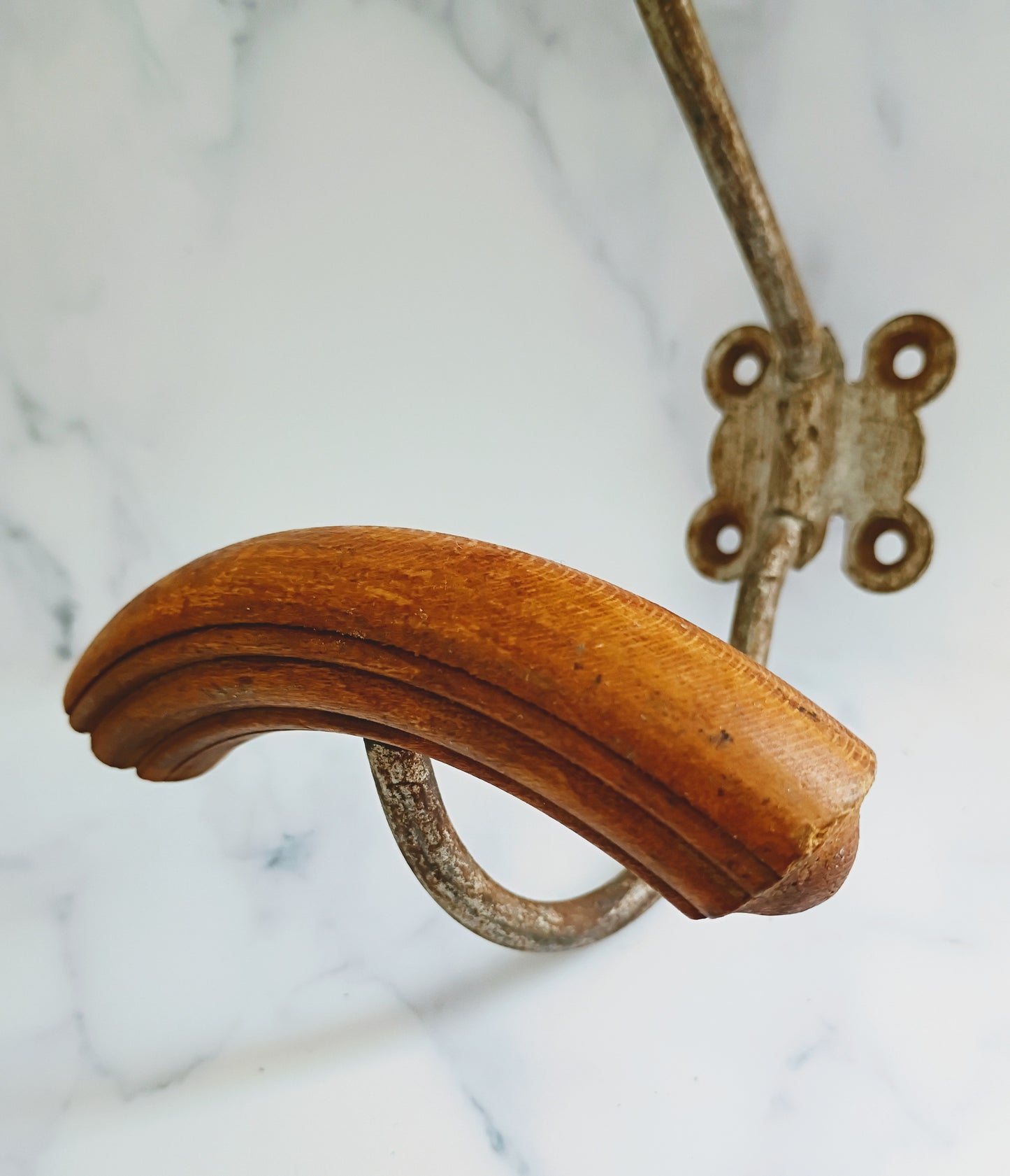 Vintage French Wood & Metal Coat Hook N°7