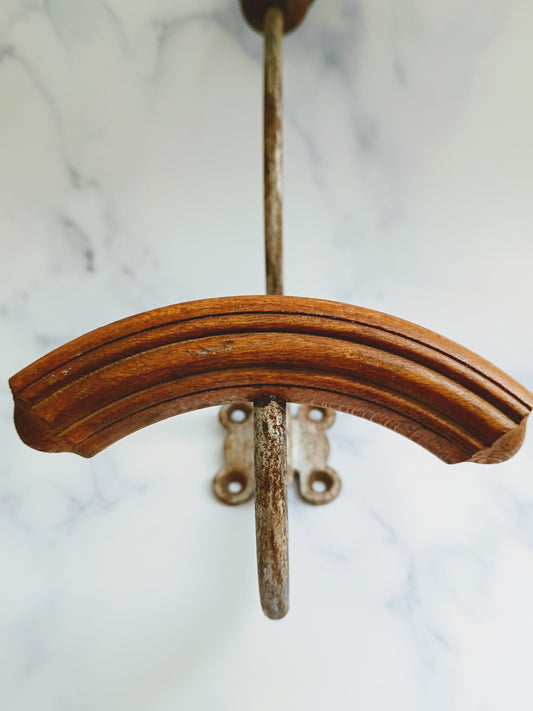 Vintage French Wood & Metal Coat Hook N°7