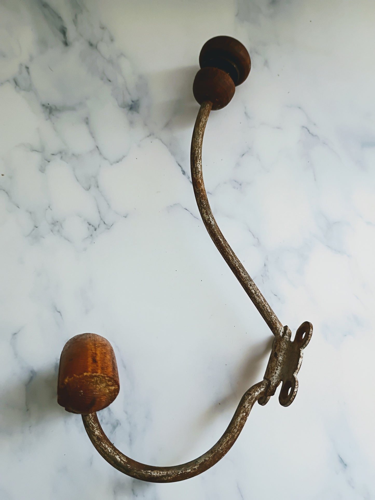Vintage French Wood & Metal Coat Hook N°7