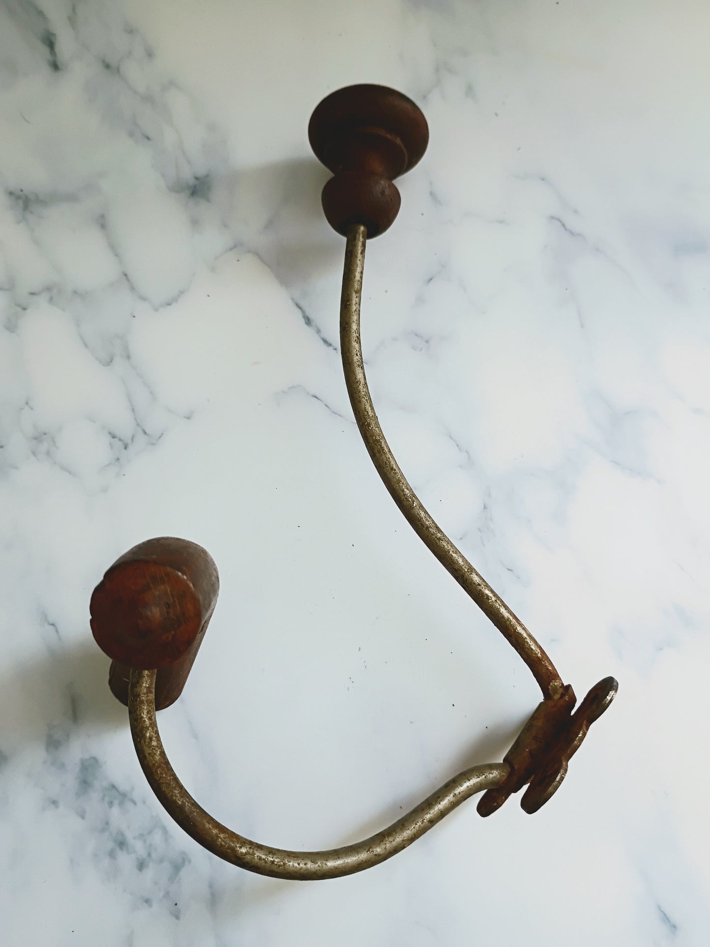Vintage French Wood & Metal Coat Hook N°6