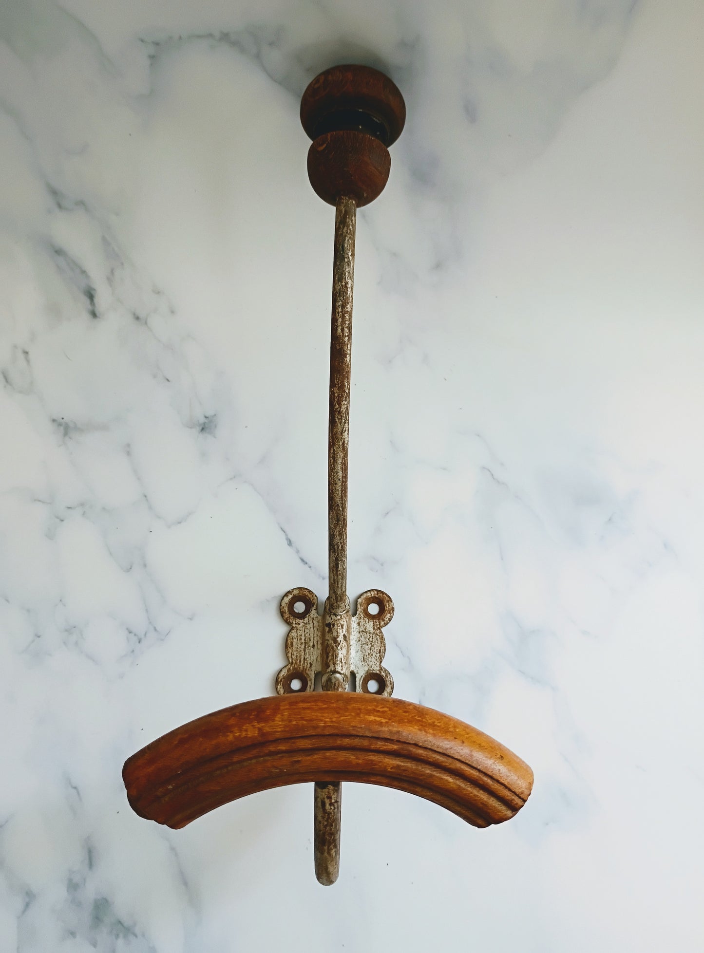 Vintage French Wood & Metal Coat Hook N°7