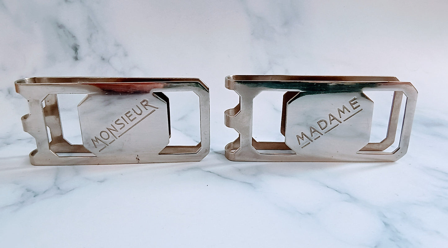 French Vintage Silver Plated Monsieur & Madame Napkin Clips
