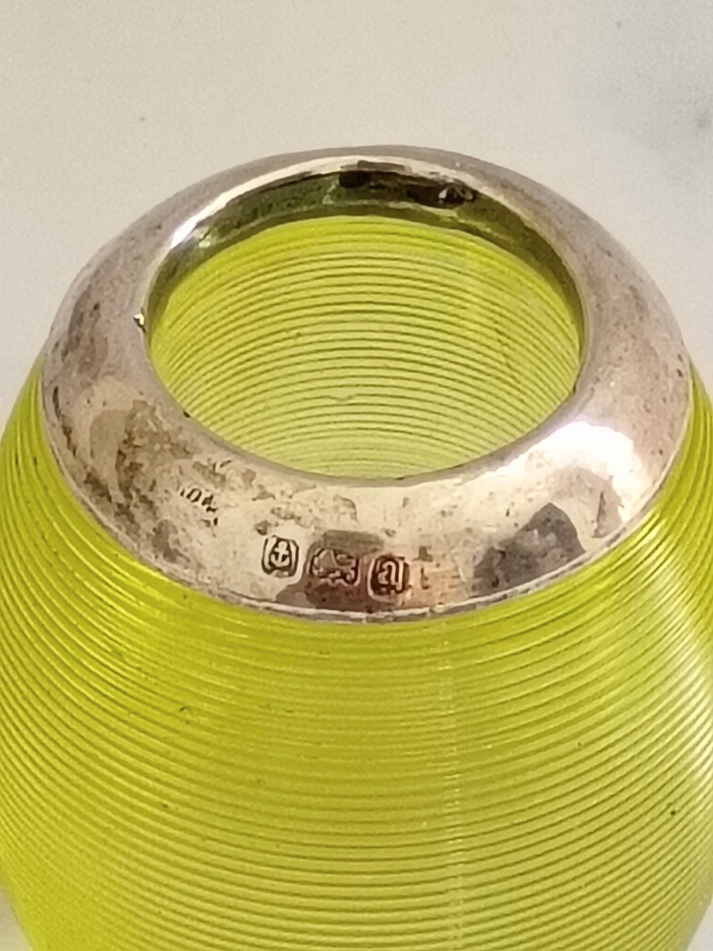 Antique 1900 English Peridot Green Glass Match Striker