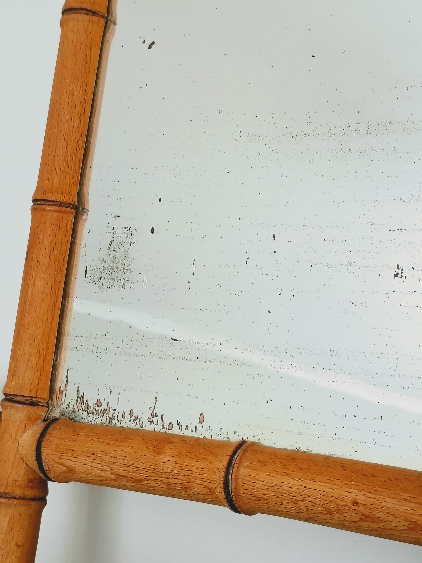 Antique French Faux Bamboo Mirror 15x17