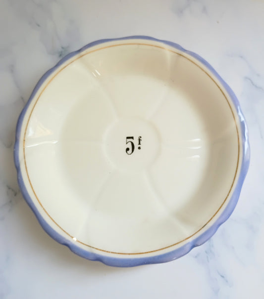Vintage French Francs Blue Rim Cafe 5" Saucer