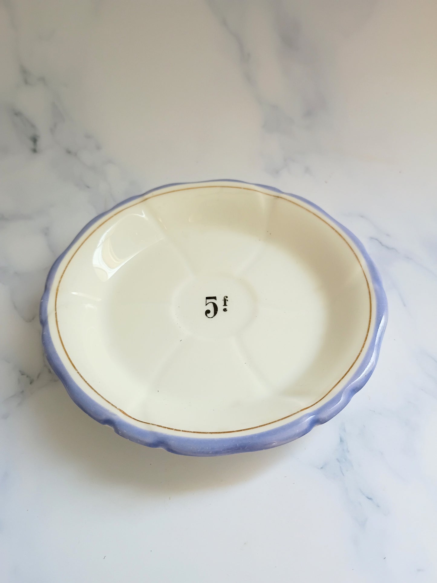 Vintage French Francs Blue Rim Cafe 5" Saucer