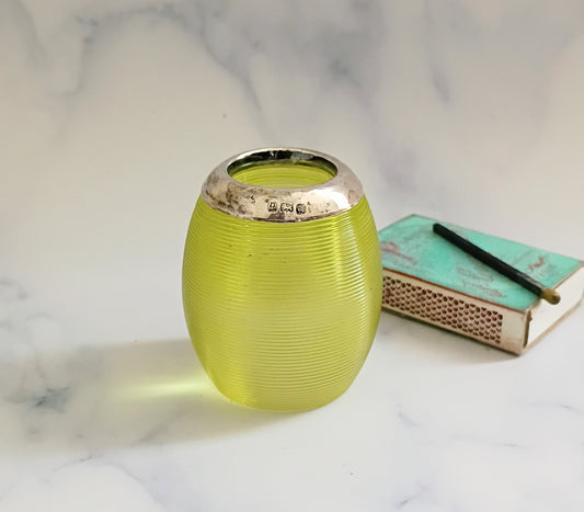 Antique 1900 English Peridot Green Glass Match Striker