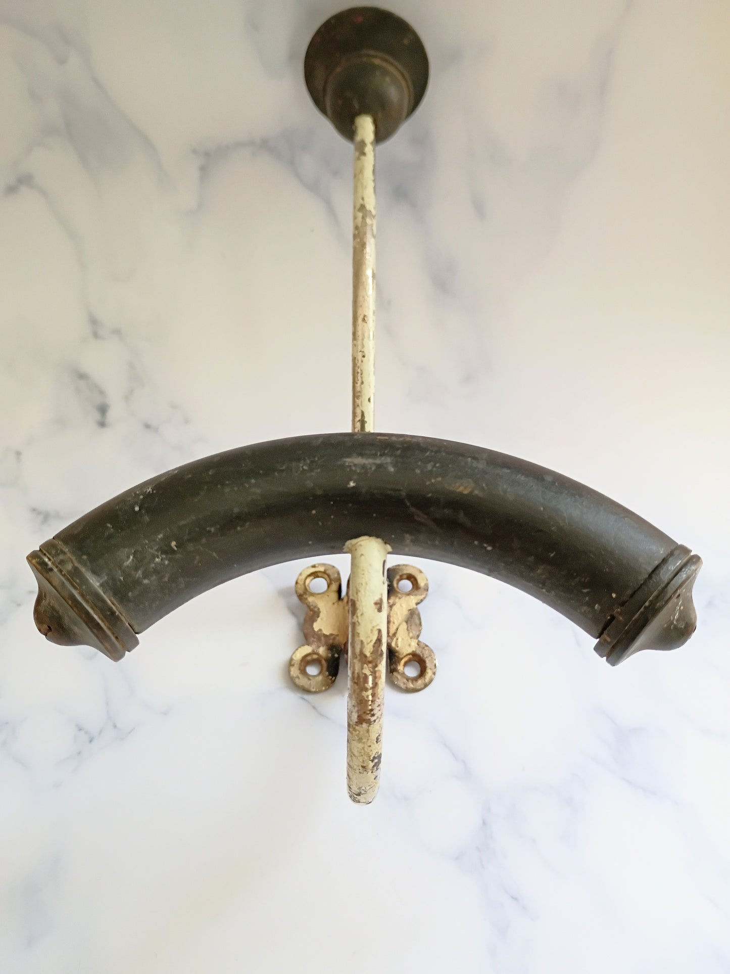 Vintage French Wood & Metal Coat Hook N°8