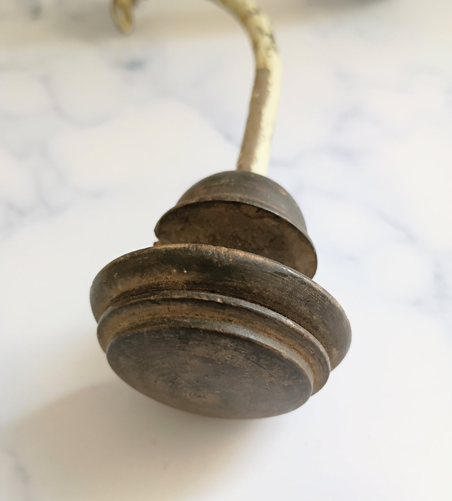 Vintage French Wood & Metal Coat Hook N°8