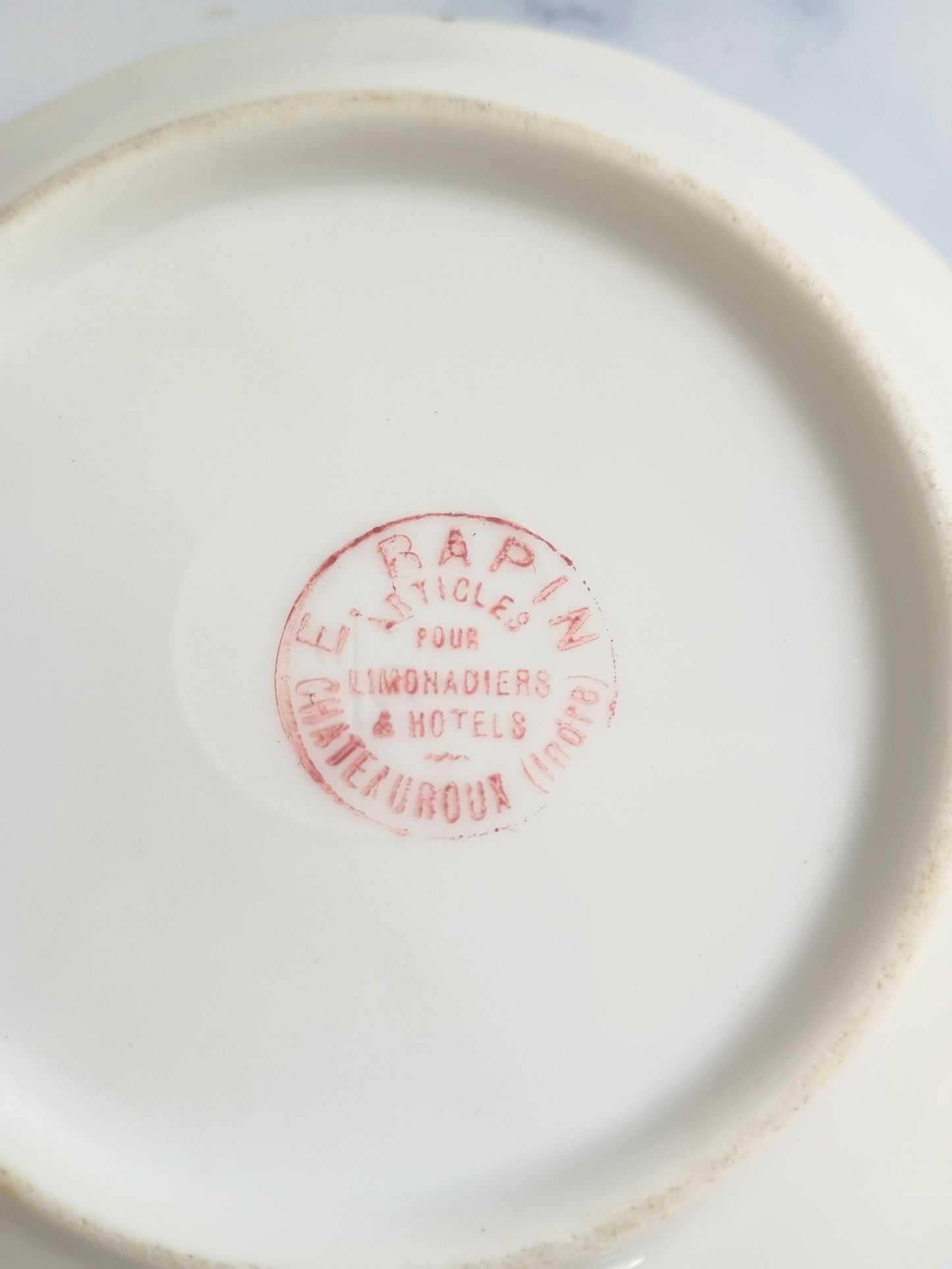 Vintage French Turquoise Blue Rim Bistro Saucer 5"