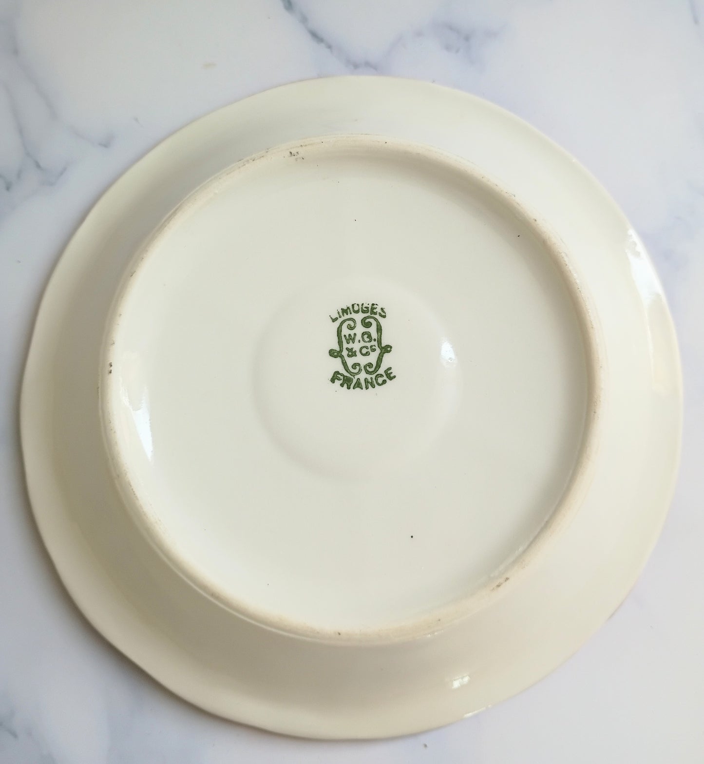 Vintage French Turquoise Blue Rim Bistro Saucer 5"