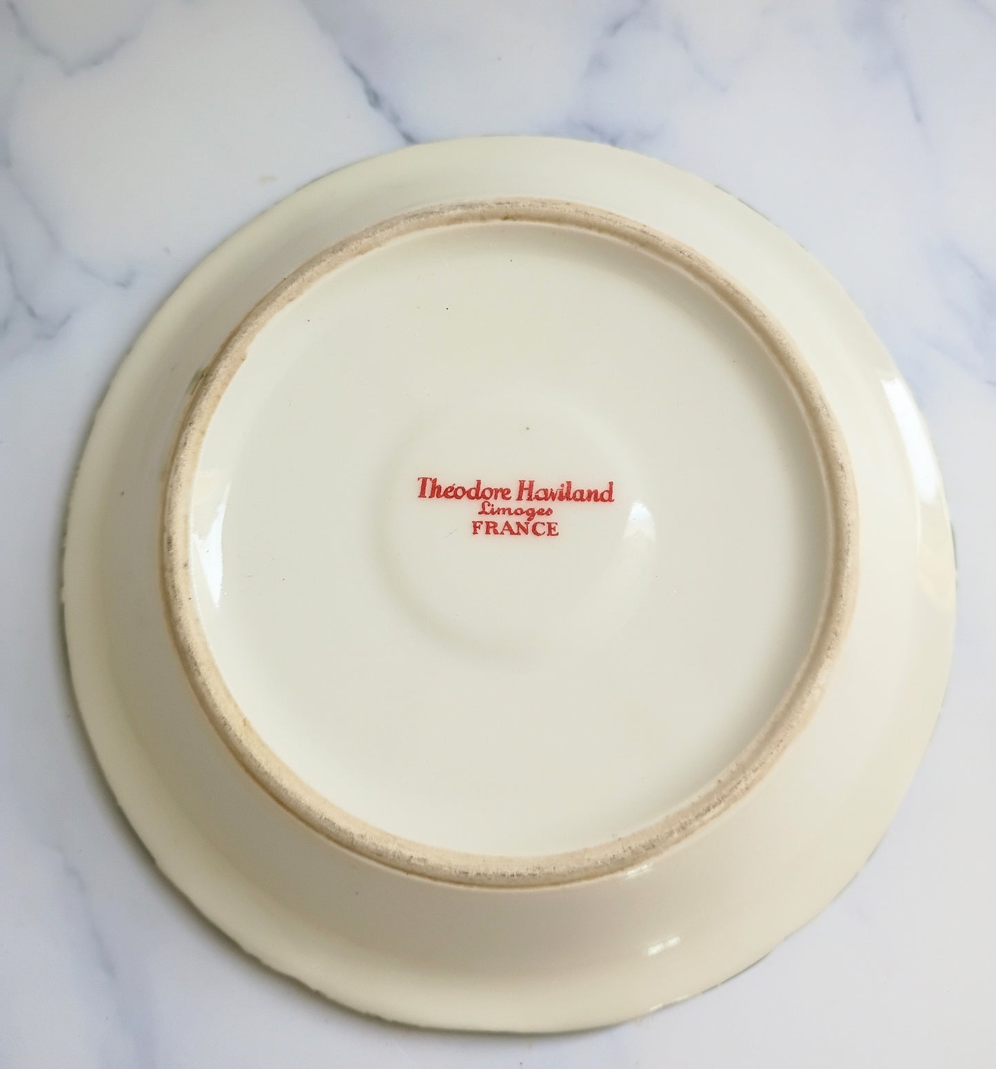 Vintage French Green Rim Bistro Saucer 5"