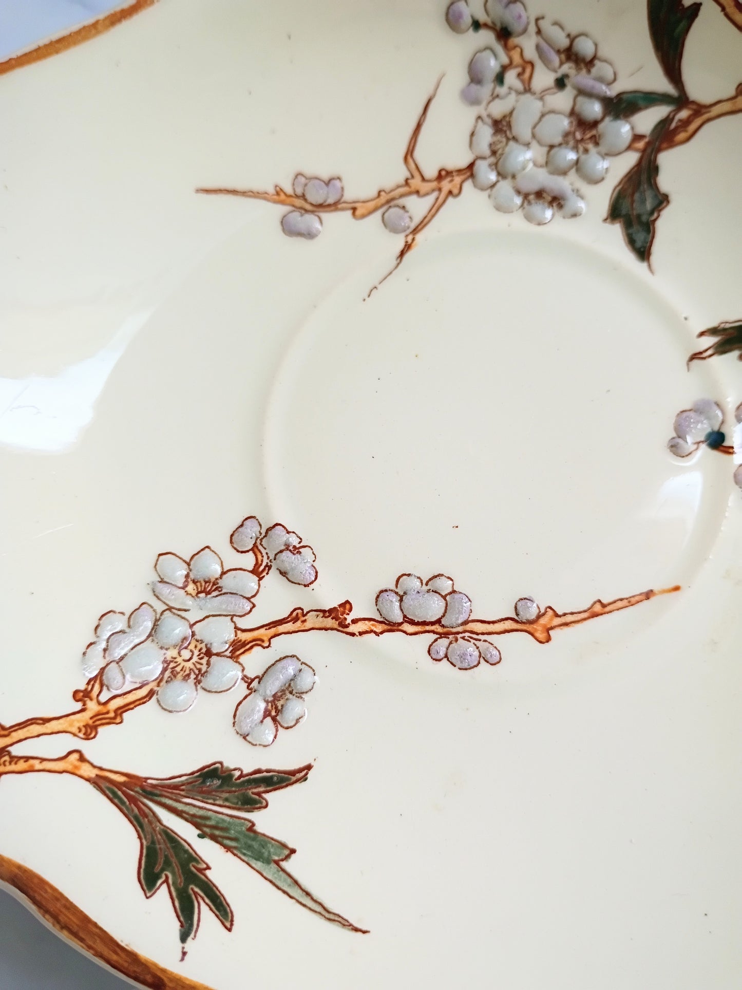 Vintage French Bird and Blossoms Hand Painted Saucer