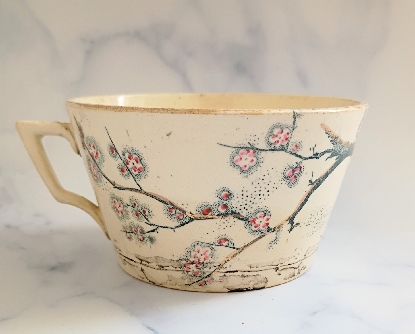 Antique French Creil Montereau Cup – Japanese Cherry Blossom Design