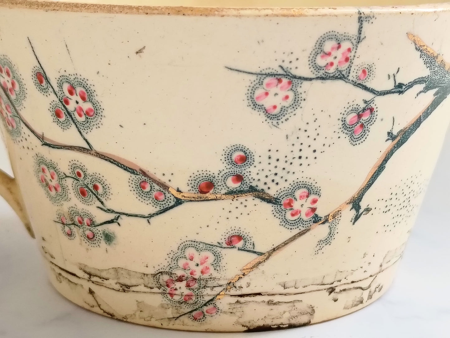 Antique French Creil Montereau Cup – Japanese Cherry Blossom Design