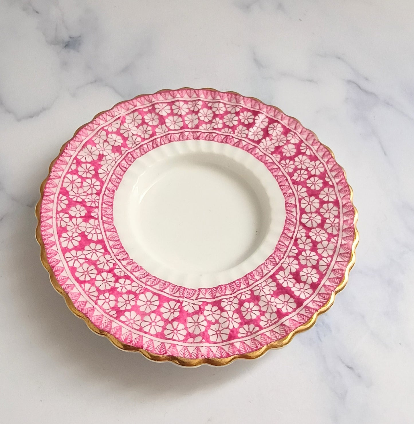 Vintage French Floral Pink Saucer 4"