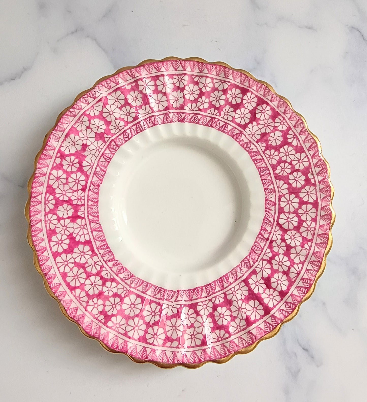 Vintage French Floral Pink Saucer 4"