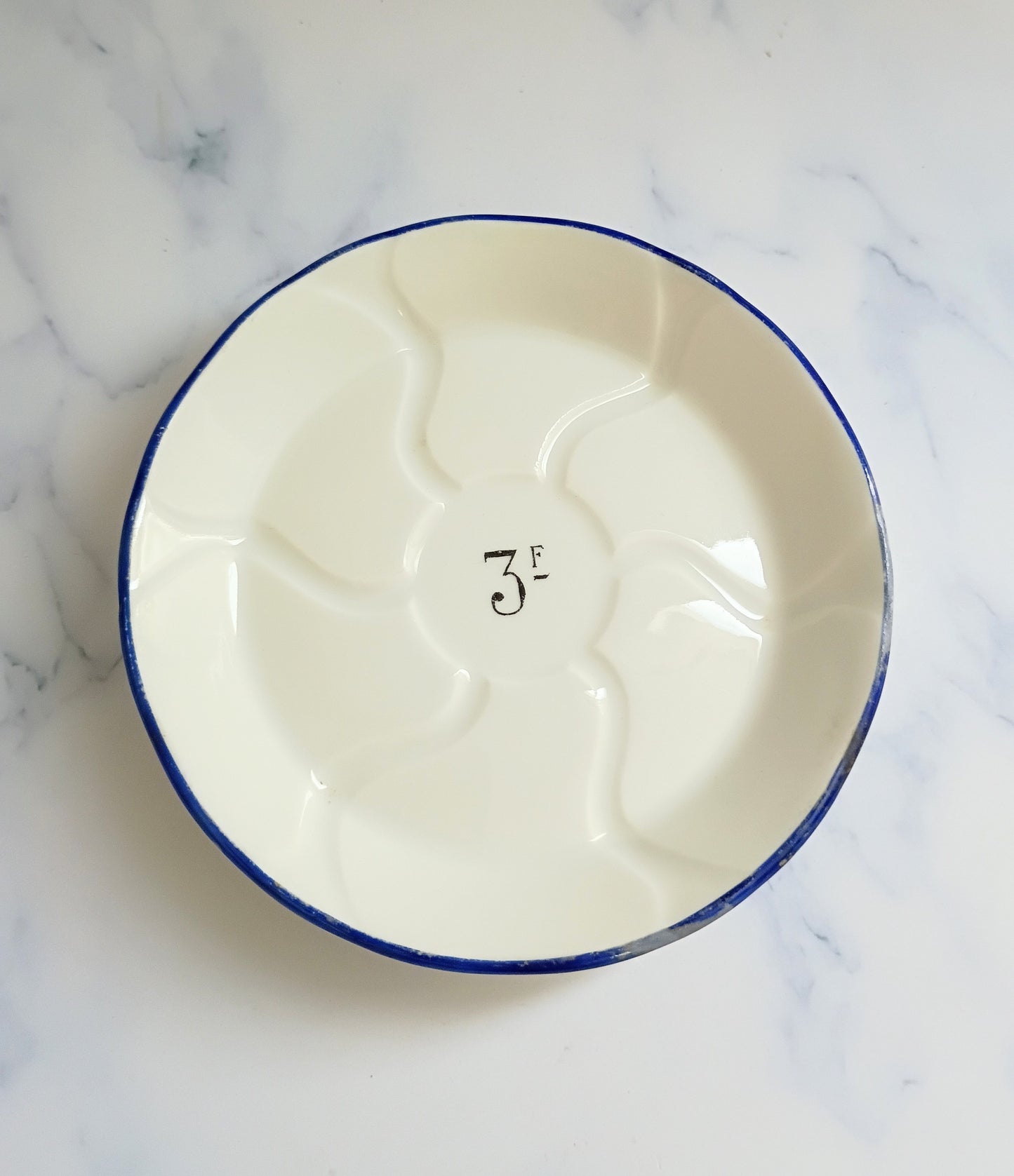 Vintage French Francs Blue Rim Cafe 4" Saucer