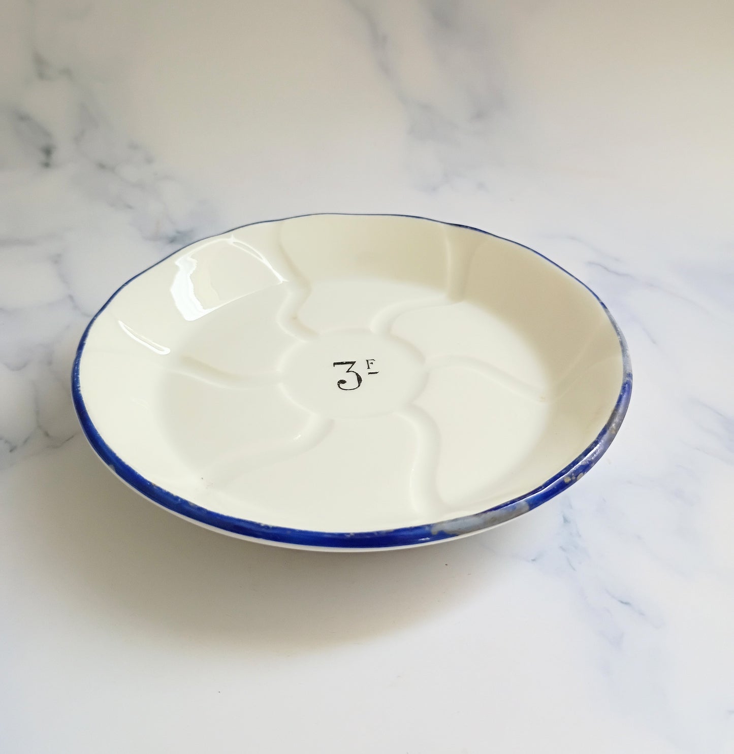 Vintage French Francs Blue Rim Cafe 4" Saucer