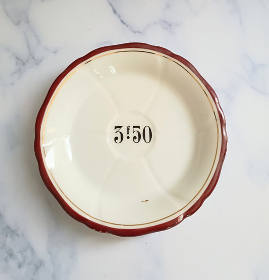 Vintage French Francs Red Rim Bistro Saucer 4"