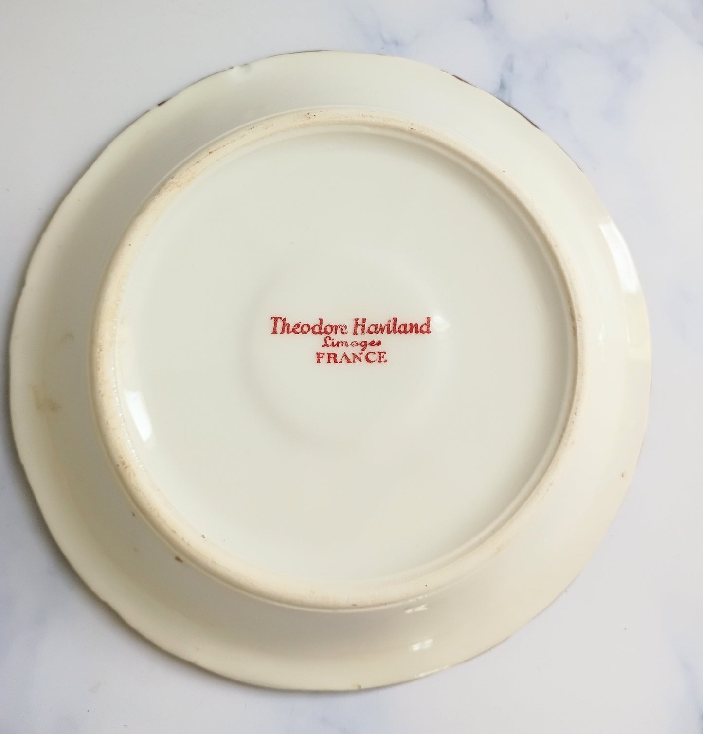 Vintage French Francs Red Rim Bistro Saucer 4"