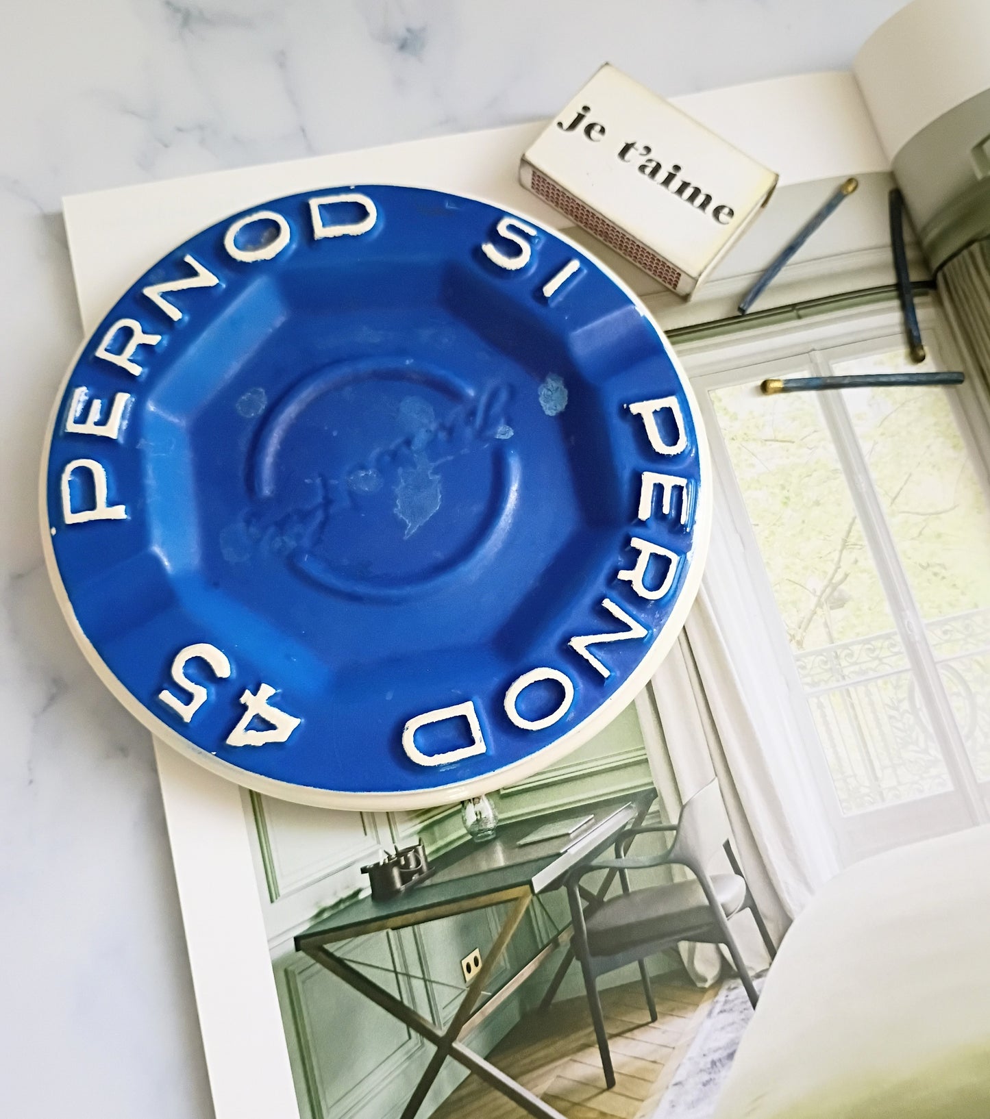 Vintage French Blue Pernod 51 Ashtray