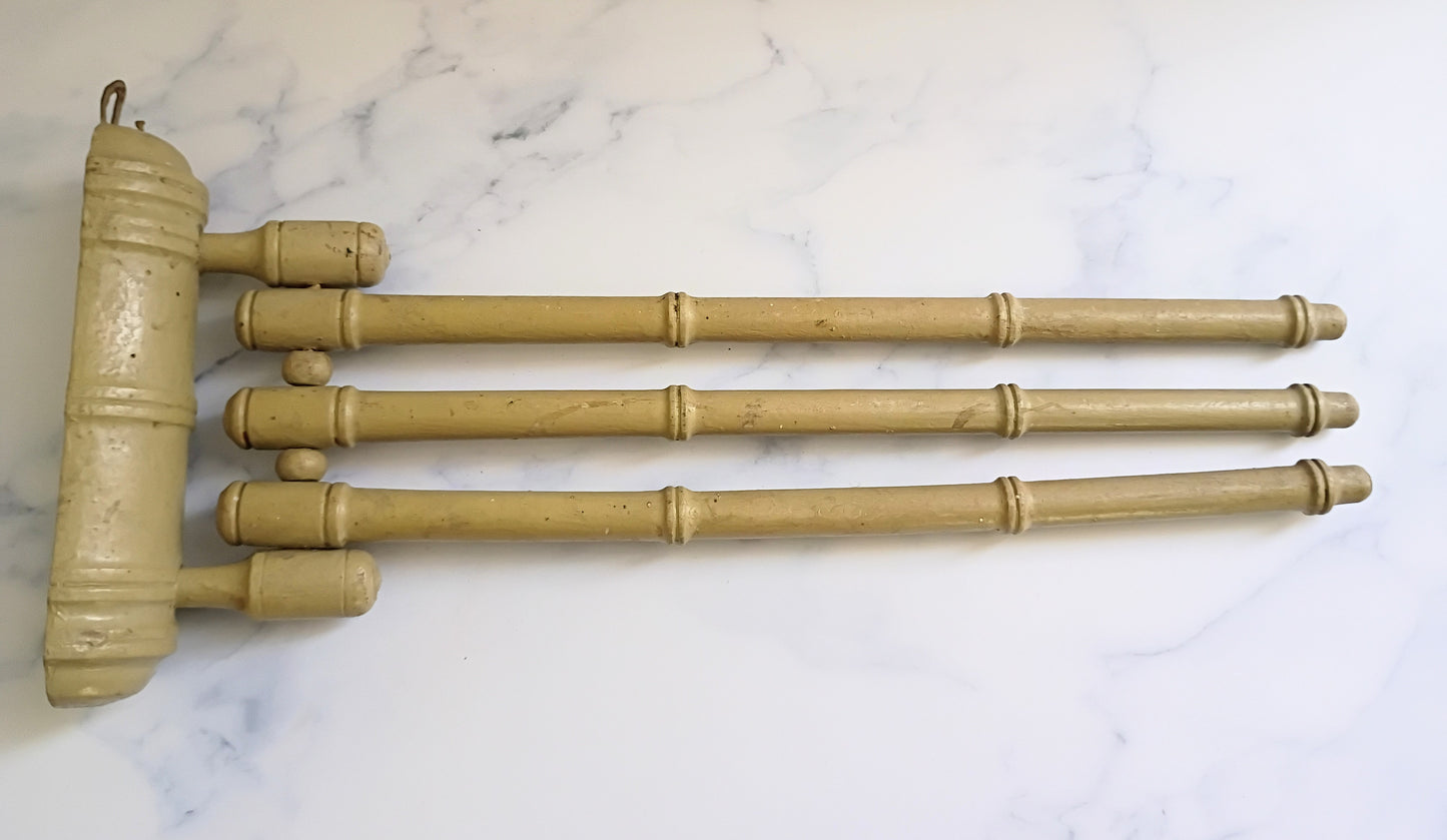 Vintage French Faux Bamboo Swivel Towel Rack