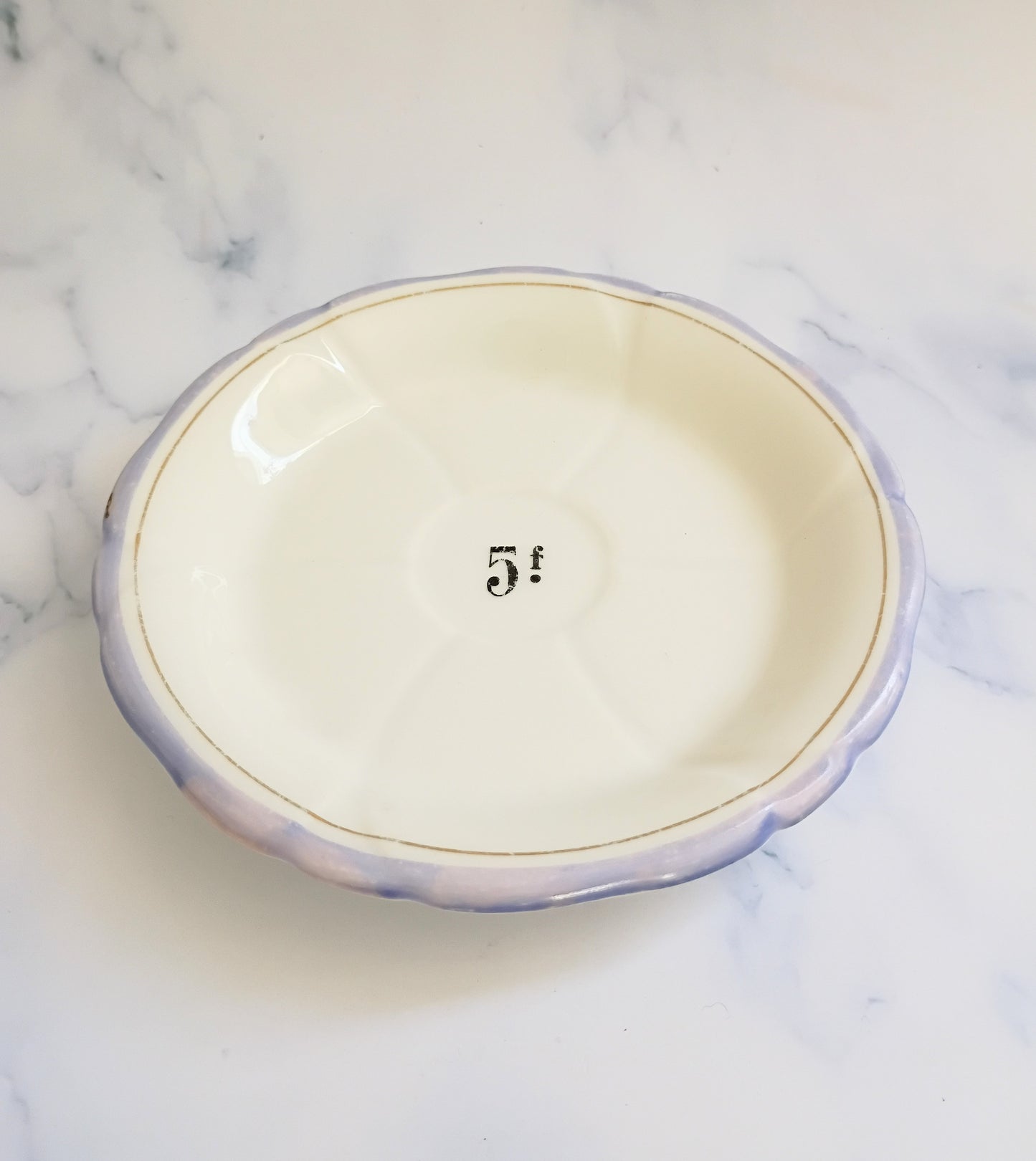 Vintage French Francs Blue Rim Cafe 5" Saucer