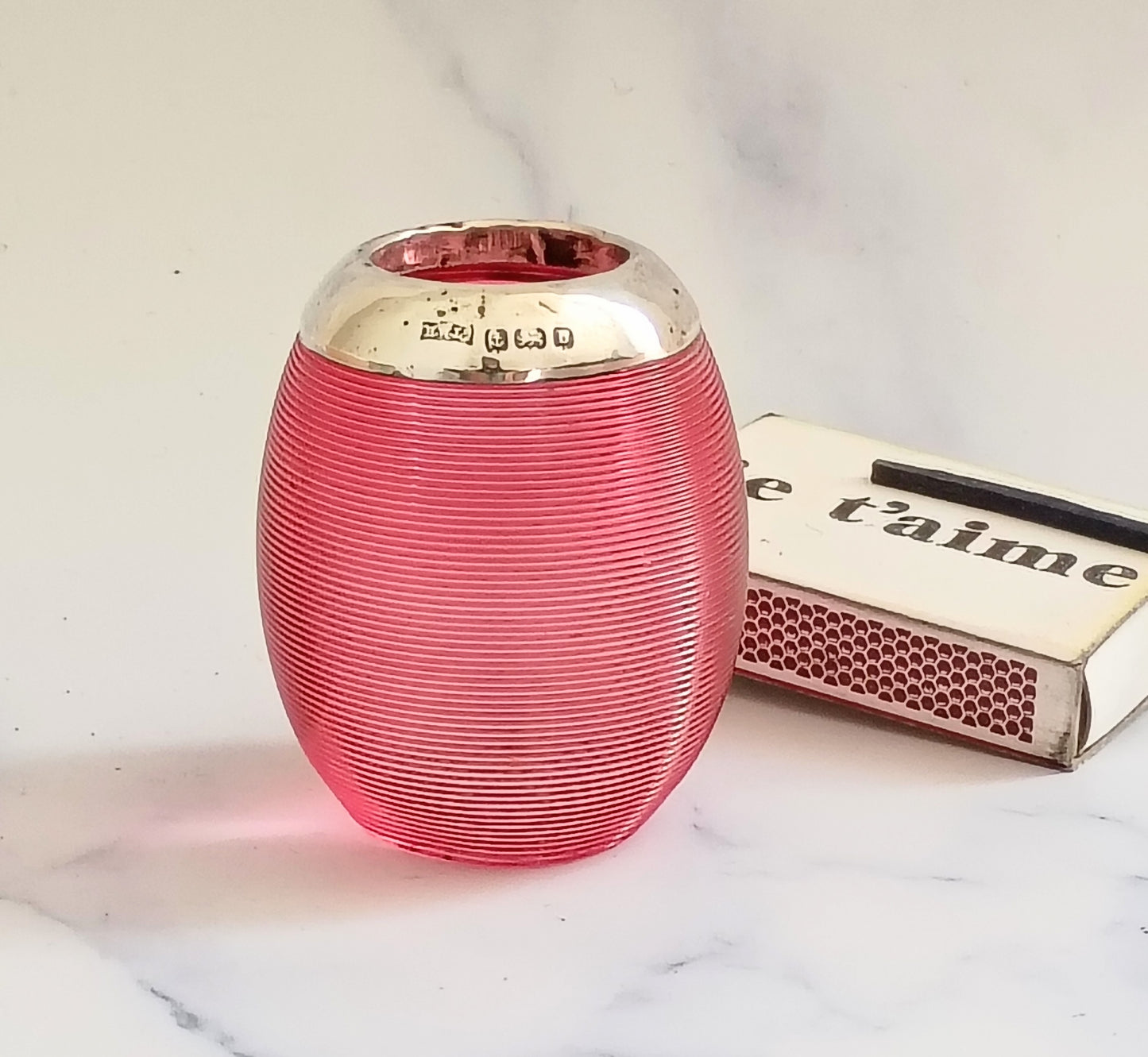 Antique 1901 English Cranberry Pink Glass Match Striker