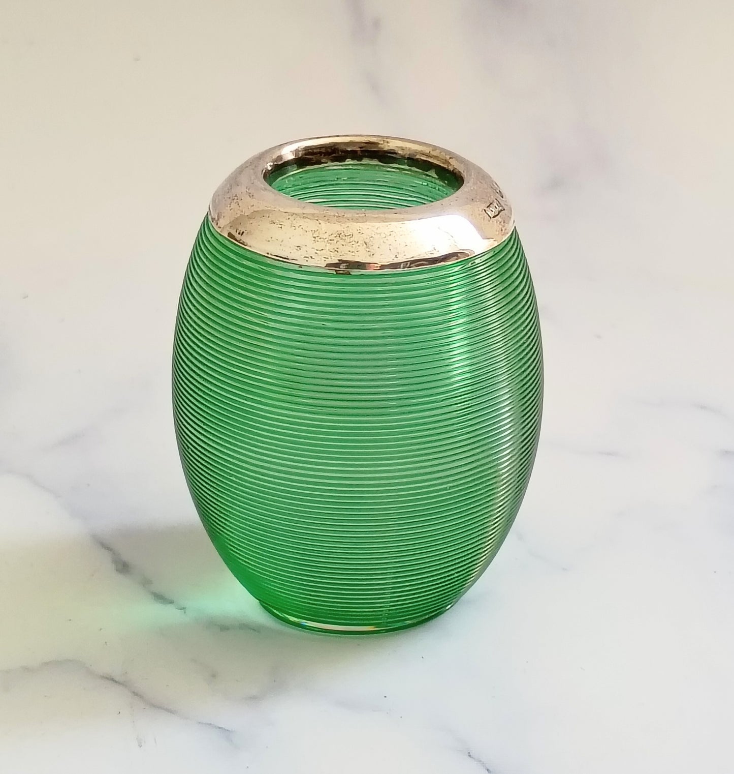 Antique 1901 English Emerald Green Glass Match Striker