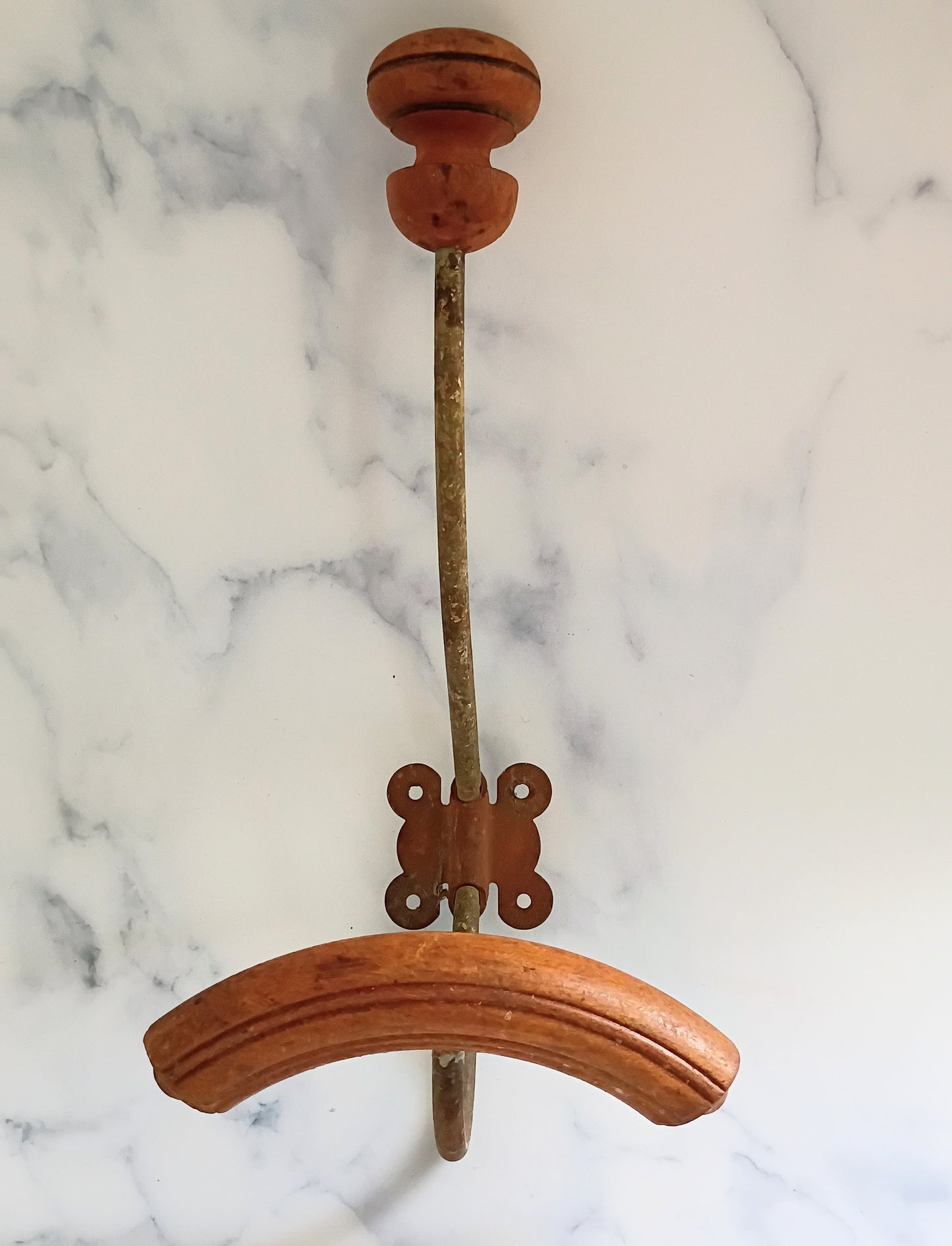 Vintage French Wood & Metal Coat Hook N°9