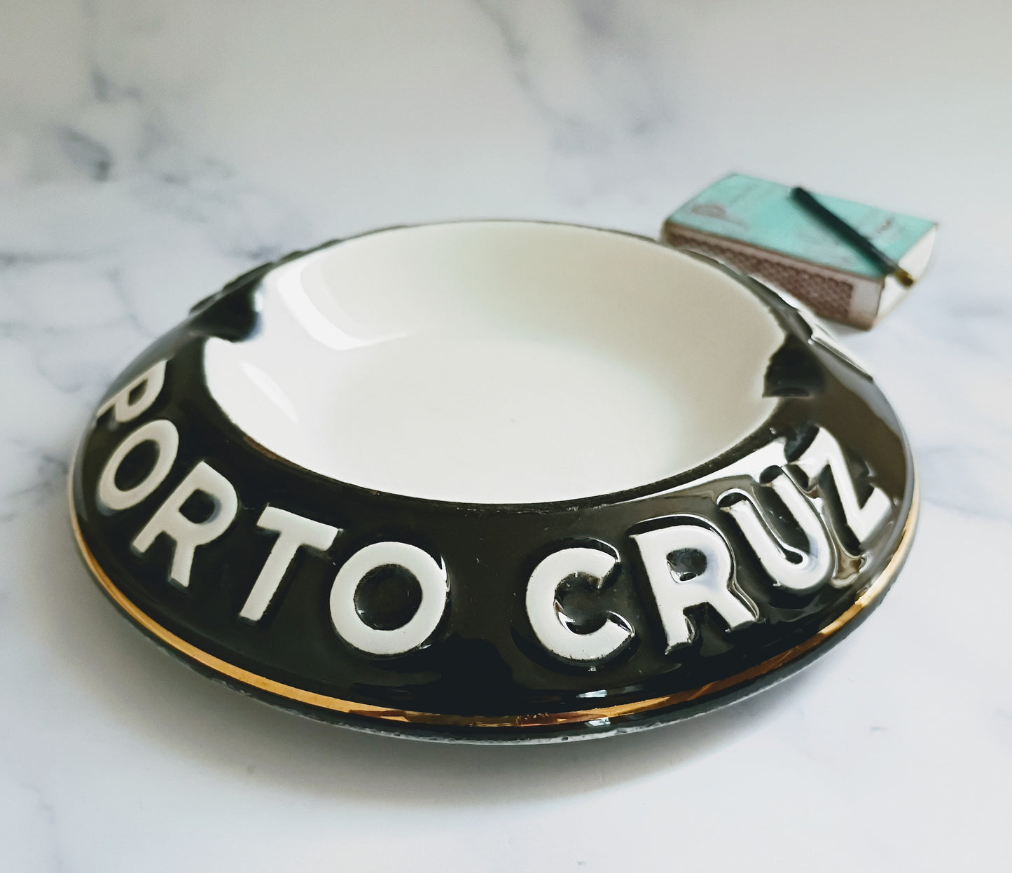 French Vintage Black Porto Cruz Ashtray