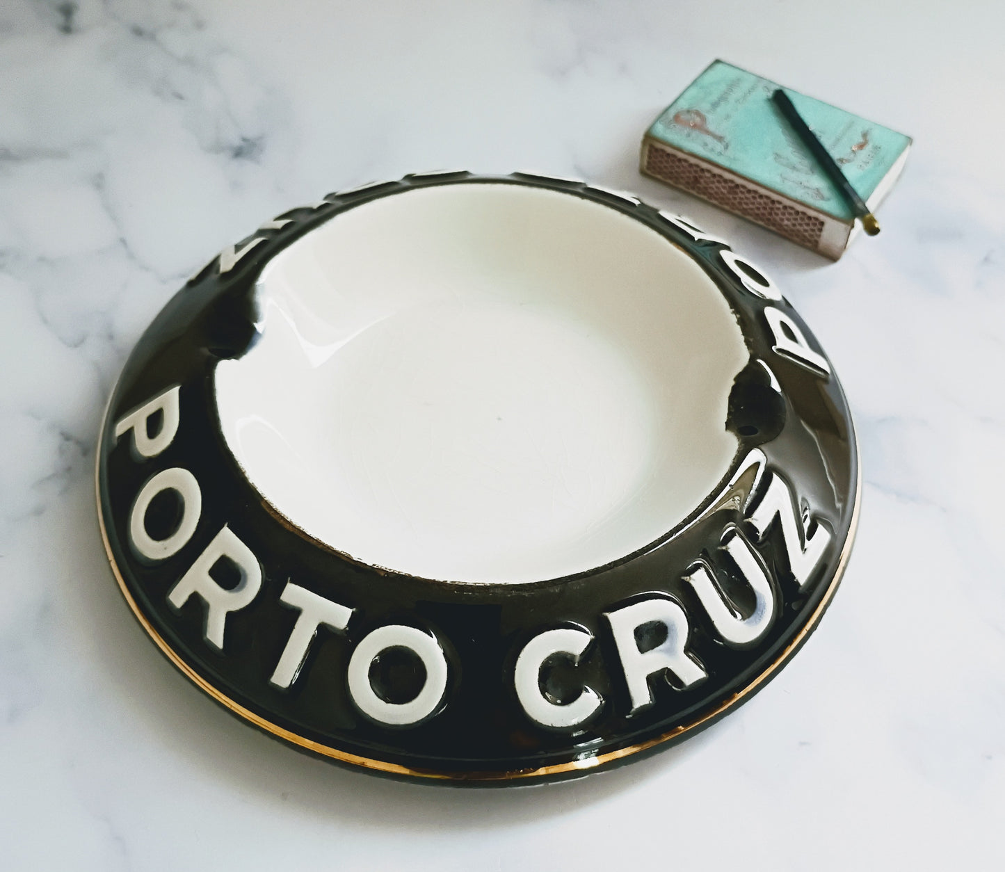 French Vintage Black Porto Cruz Ashtray