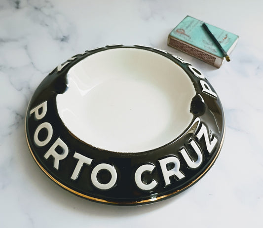 French Vintage Black Porto Cruz Ashtray
