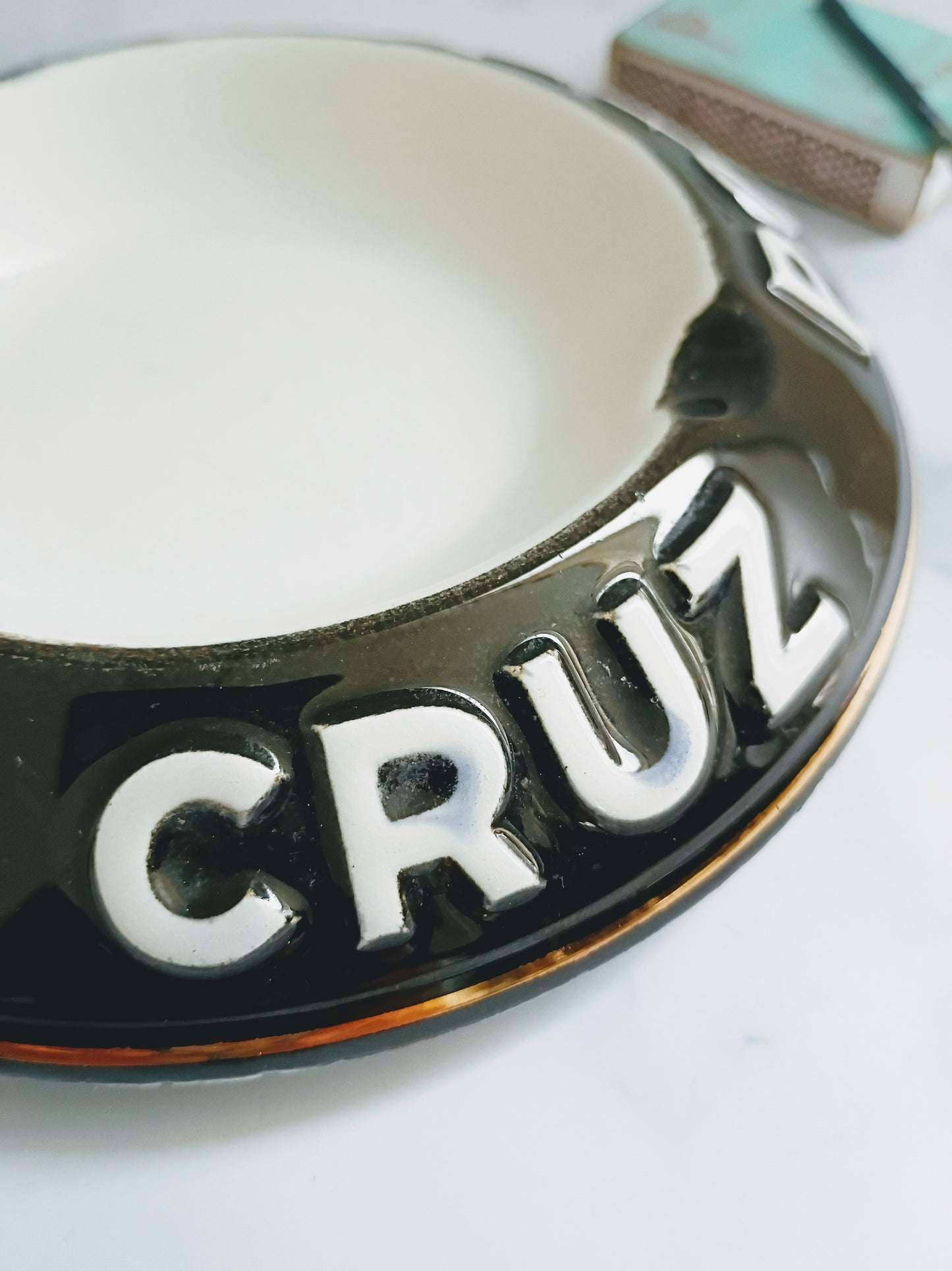 French Vintage Black Porto Cruz Ashtray