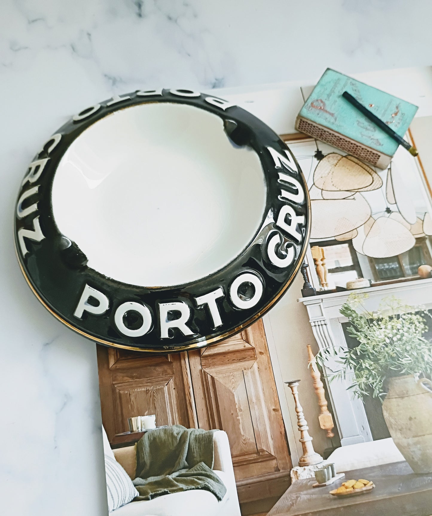 French Vintage Black Porto Cruz Ashtray