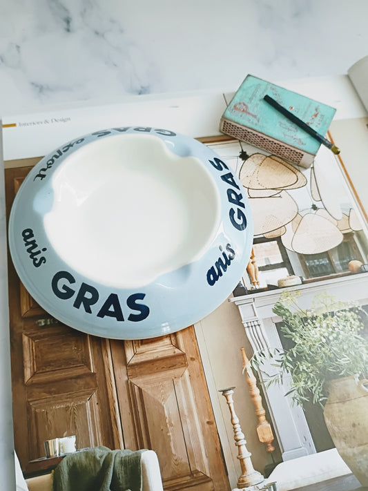 Vintage French Light Blue Anis Gras Ashtray