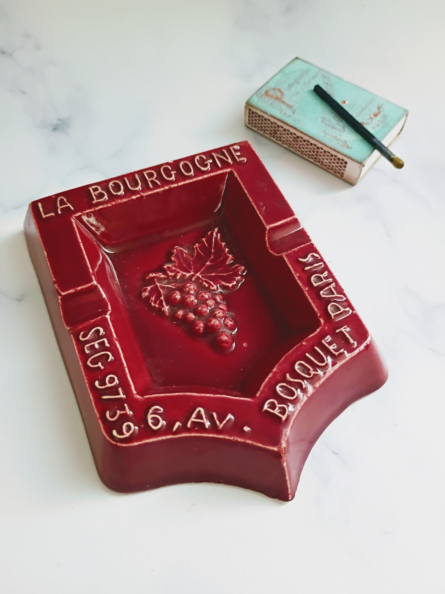 Vintage French Red Mid-Century La Bourgogne Ashtray