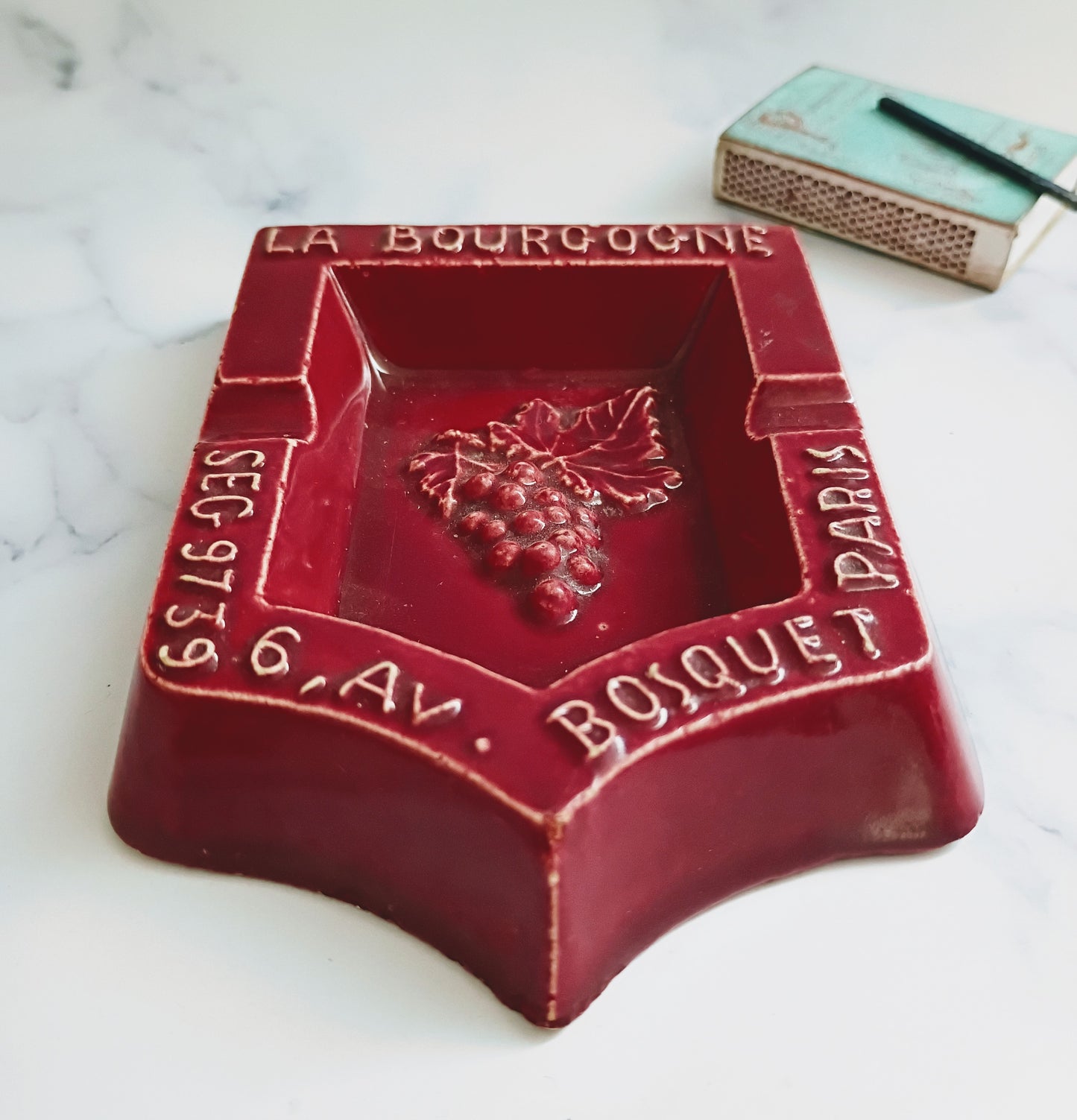 Vintage French Red Mid-Century La Bourgogne Ashtray