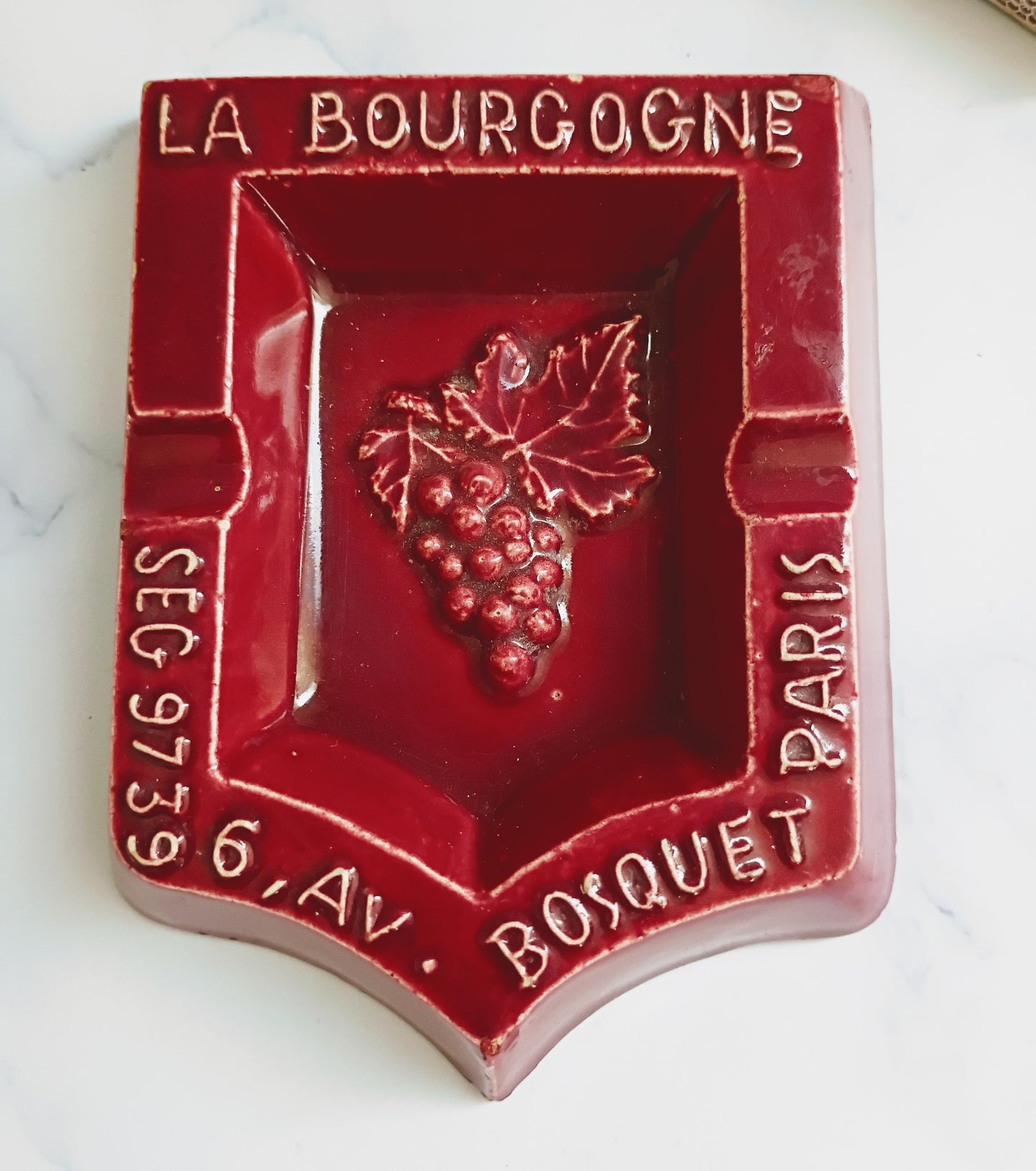 Vintage French Red Mid-Century La Bourgogne Ashtray