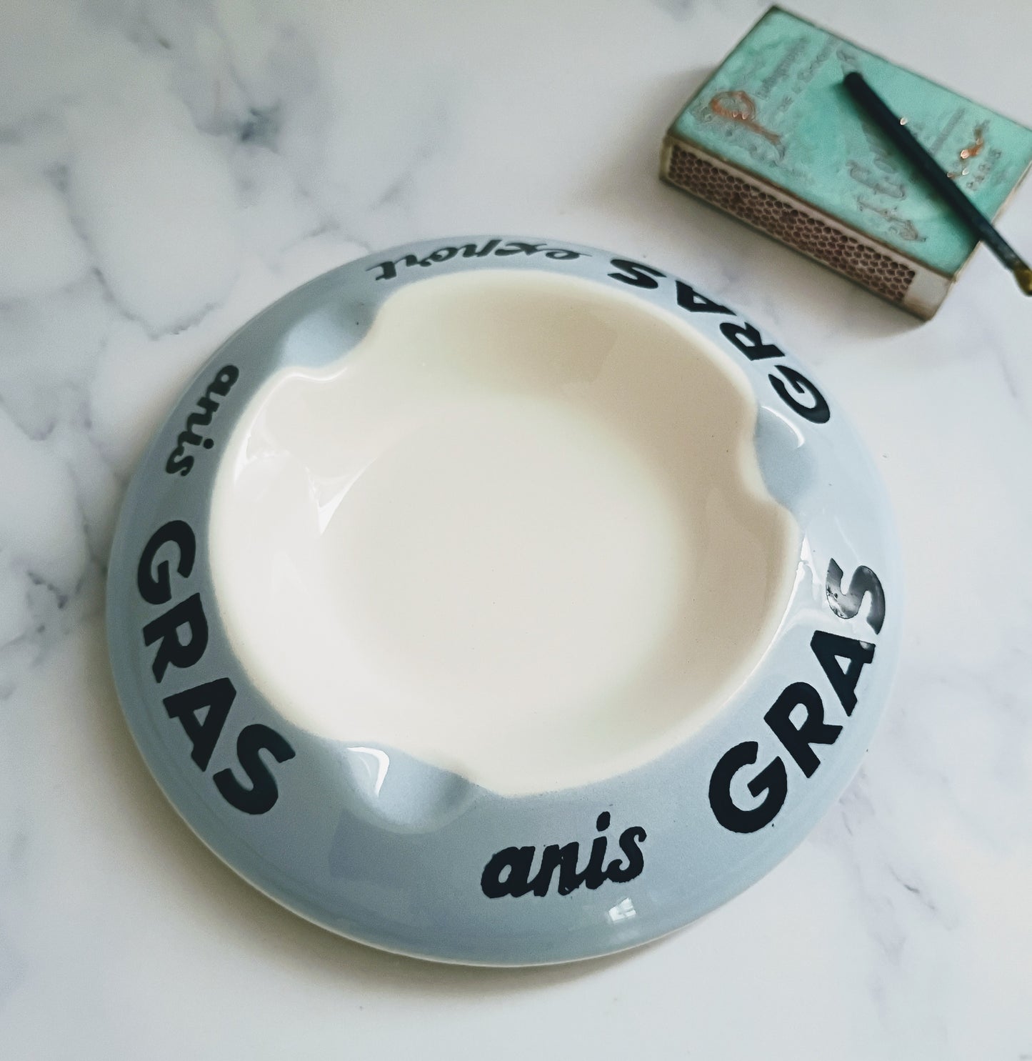 Vintage French Light Blue Anis Gras Ashtray
