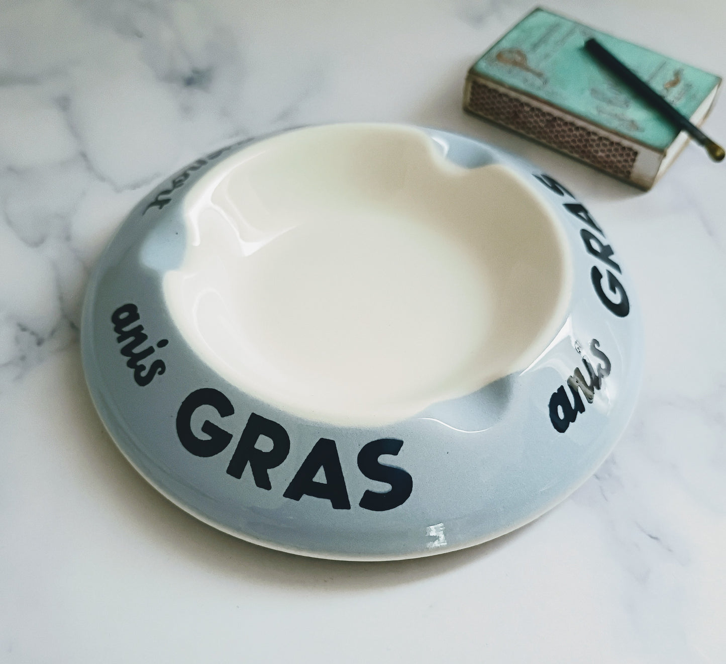 Vintage French Light Blue Anis Gras Ashtray