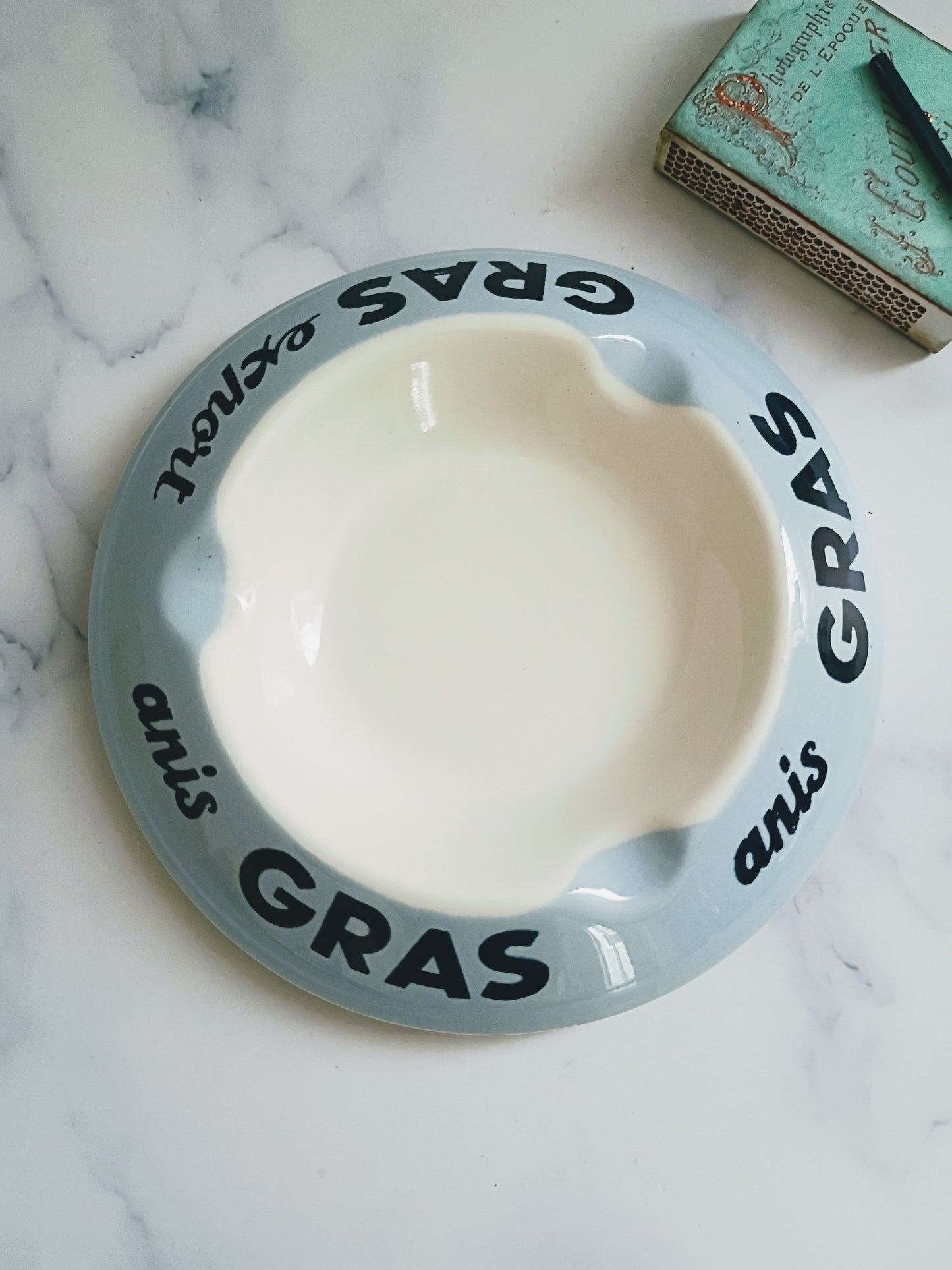 Vintage French Light Blue Anis Gras Ashtray