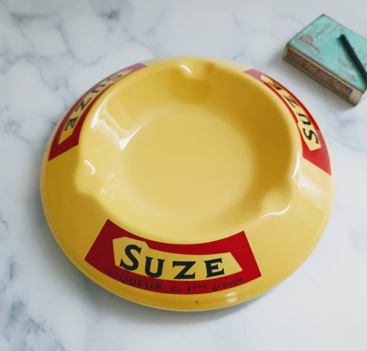 French Vintage Yellow & Red Suze Ashtray