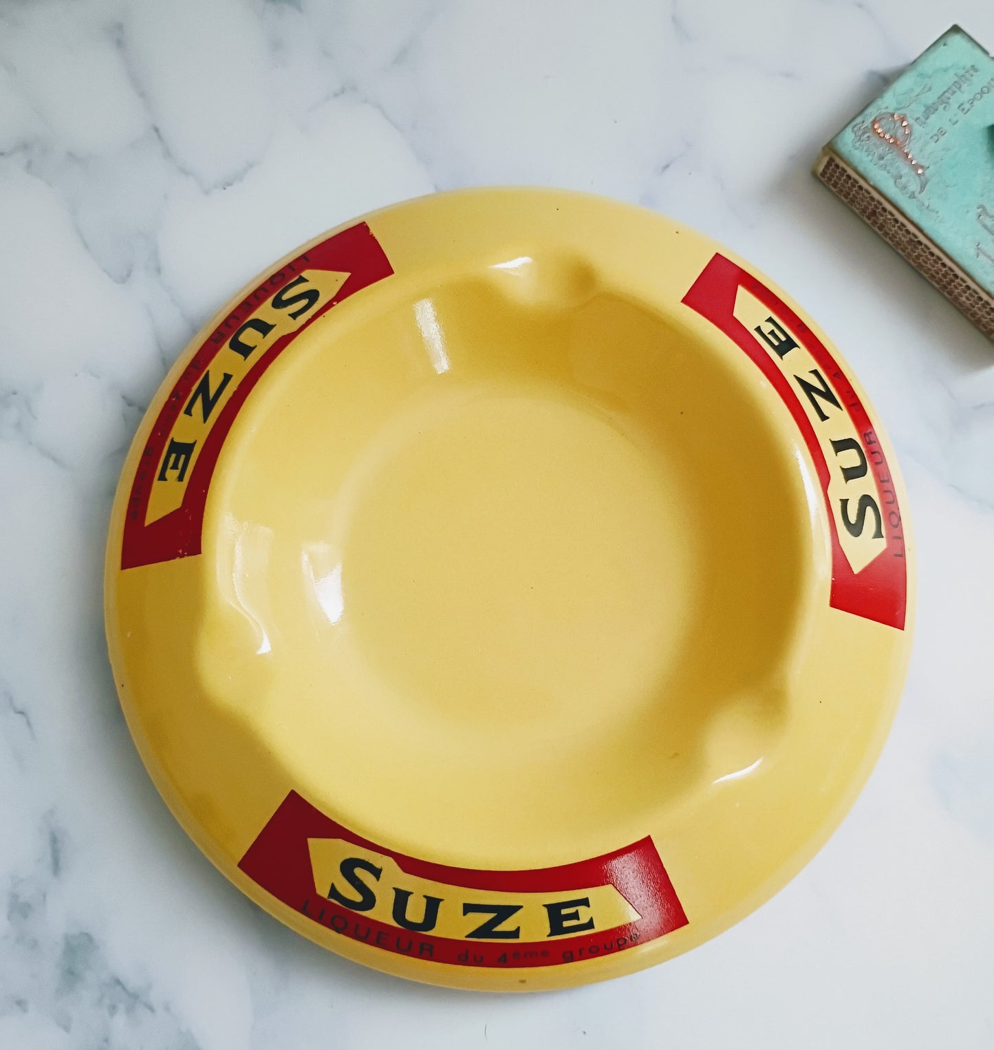 French Vintage Yellow & Red Suze Ashtray